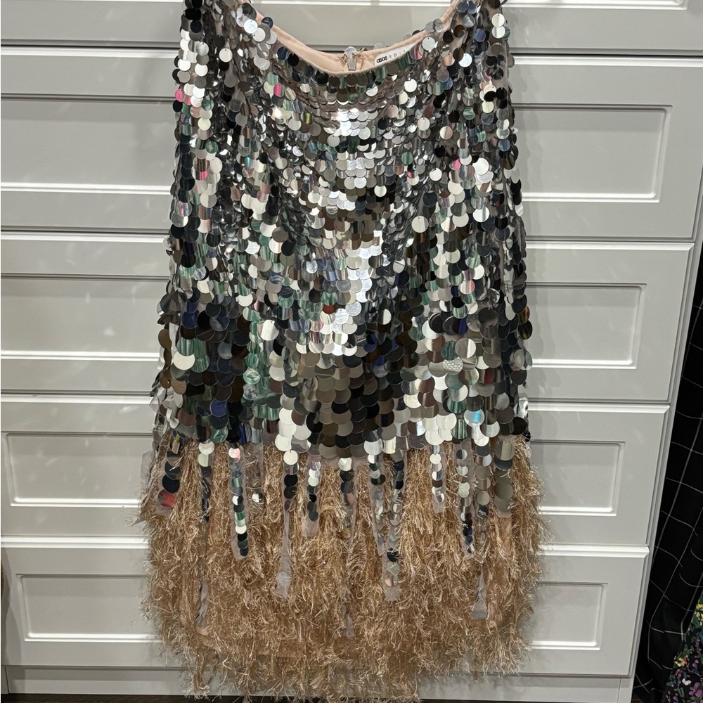 ASOS Sequin and Feather Embellished Skirt. Size 14.